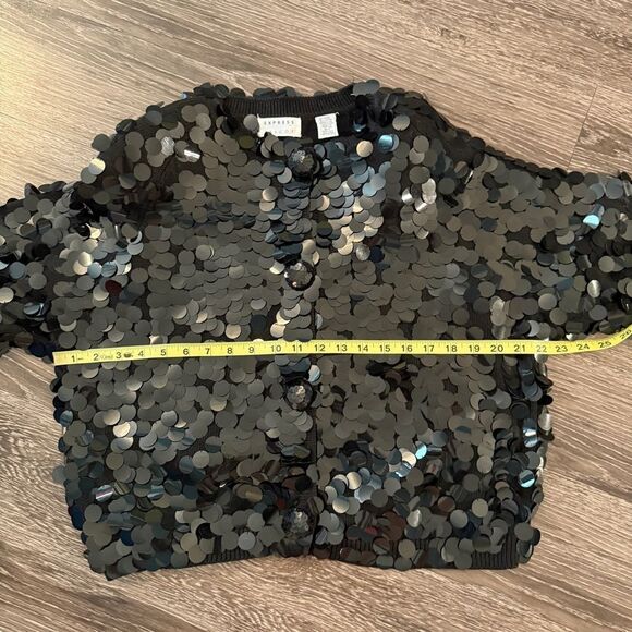 Express Tricot Vintage Large Sequin Disc Cardigan Jacket - Picture 9 of 12